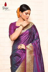 Tanchoi Banarasi Handloom Saree With Contemporary Stripe Pattern Design